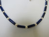 925 STERLING SILVER NATURAL LAPIS LAZULU & FRESHWATER PEARL NECKLACE SET 17 gm 18" ALLUREGEM S1231