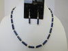 925 STERLING SILVER NATURAL LAPIS LAZULU & FRESHWATER PEARL NECKLACE SET 17 gm 18" ALLUREGEM S1231