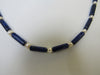 925 STERLING SILVER NATURAL LAPIS LAZULU & FRESHWATER PEARL NECKLACE SET 17 gm 18" ALLUREGEM S1231