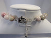 925 STERLING SILVER MORGANITE BEAD NECKLACE  SET, MULTI-COLORED 17 gm 18" ALLUREGEM S1232