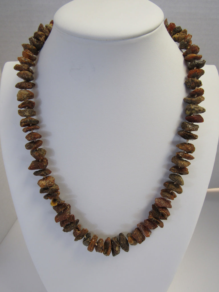 BALTIC AMBER NECKLACE CHIPS RAW GRADUATED  42  gm 23 " ALLUREGEM S1286