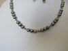 925 STERLING SILVER PEARL & CRYSTAL NECKLACE SET, 35 gm 18.5 "  ALLUREGEM S1318