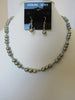 925 STERLING SILVER PEARL & CRYSTAL NECKLACE SET, 35 gm 18.5 "  ALLUREGEM S1318