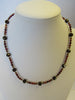 925 STERLING SILVER DARK SMOKEY TOPAZ & PEARL NECKLACE, 19 gm 20 " ALLUREGEM S1319