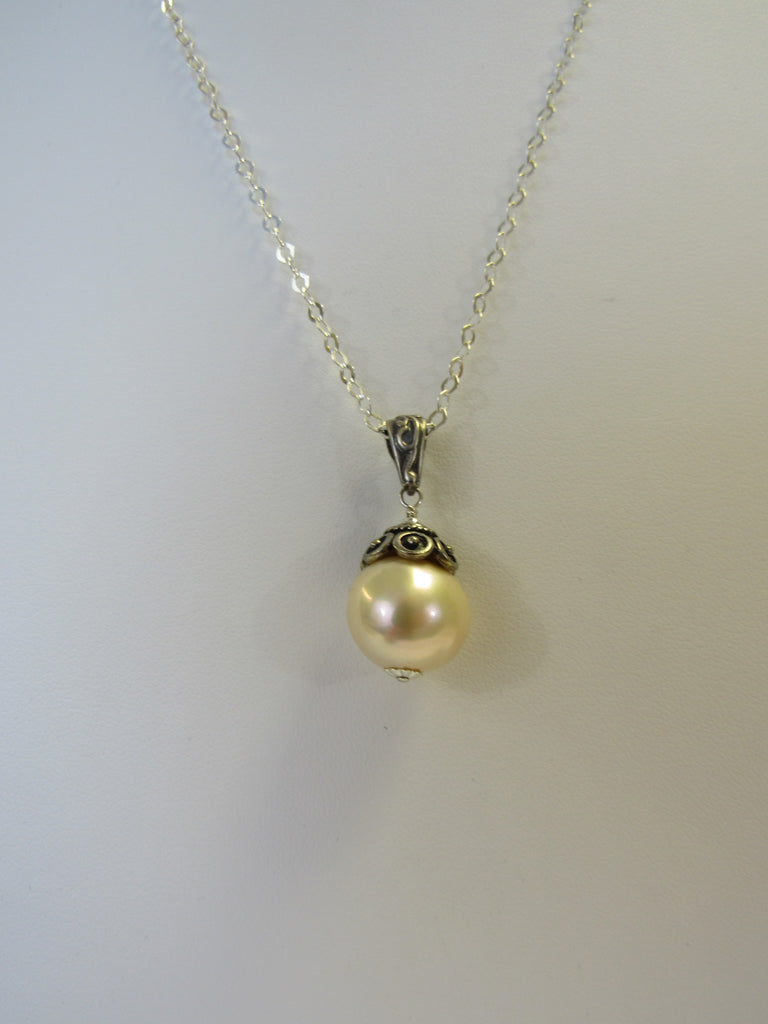 925 STERLING SILVER GENUINE FRESHWATER PEARL PENDANT NECKLACE 7.5 gm 20 " ALLUREGEM S1328