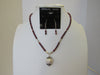 925 STERLING SILVER FRESHWATER PEARL & TURQUOISE PENDANT NECKLACE SET 24 gm ALLUREGEM 17.5 " S1336