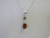 BALTIC AMBER PENDANT NECKLACE, 925 Sterling Silver HONEY 3.2 gm  20"  ALLUREGEM S1345