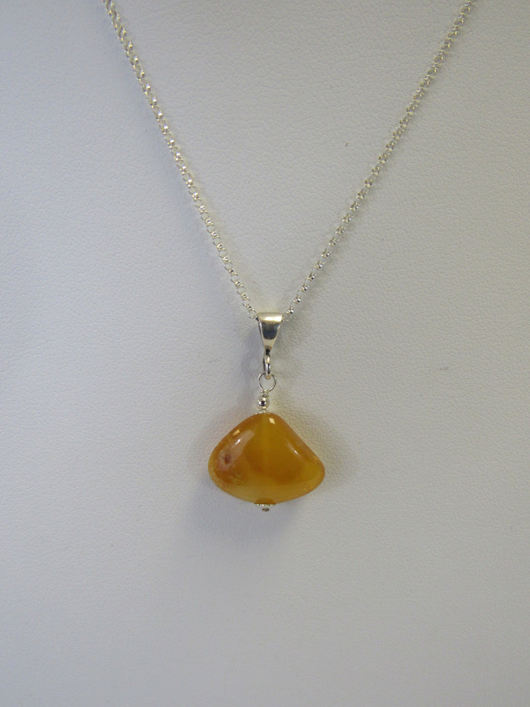 BALTIC AMBER PENDANT NECKLACE, 925 Sterling Silver 20"  ALLUREGEM S1349