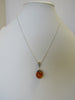 BALTIC AMBER PENDANT NECKLACE, 925 Sterling Silver HONEY 5 gm  20"  ALLUREGEM S1353