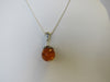 BALTIC AMBER PENDANT NECKLACE, 925 Sterling Silver HONEY 5 gm  20"  ALLUREGEM S1353