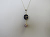CLOISONNE & FRESHWATER PEARL NECKLACE PENDANT, 925 Sterling Silver, 20 " ALLUREGEM S1357