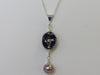 CLOISONNE & FRESHWATER PEARL NECKLACE PENDANT, 925 Sterling Silver, 20 " ALLUREGEM S1357