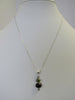 925 STERLING SILVER BLACK ONYX & PERIDOT PENDANT NECKLACE 2.51 gm 18" ALLUREGEM S1362