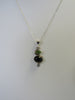925 STERLING SILVER BLACK ONYX & PERIDOT PENDANT NECKLACE 2.51 gm 18" ALLUREGEM S1362