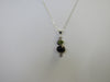 925 STERLING SILVER BLACK ONYX & PERIDOT PENDANT NECKLACE 2.51 gm 18" ALLUREGEM S1362