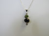 925 STERLING SILVER BLACK ONYX & PERIDOT PENDANT NECKLACE 2.51 gm 18" ALLUREGEM S1362