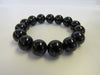GENUINE BLACK TOURMALINE STRETCH BRACELET 68 gm , 14 mm 7 " ALLUREGEM S1477