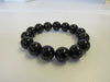 GENUINE BLACK TOURMALINE STRETCH BRACELET 68 gm , 14 mm 7 " ALLUREGEM S1477