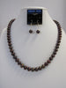 925 STERLING SILVER BROWNISH  PEARL NECKLACE & EARRINGS SET 65 gm 21 "  ALLUREGEM S1523