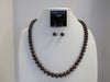 925 STERLING SILVER BROWNISH  PEARL NECKLACE & EARRINGS SET 65 gm 21 "  ALLUREGEM S1523