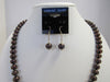 925 STERLING SILVER BROWNISH  PEARL NECKLACE & EARRINGS SET 65 gm 21 "  ALLUREGEM S1523