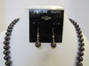925 STERLING SILVER BLACK PEARL NECKLACE & EARRINGS SET 60 gm  ALLUREGEM S1569