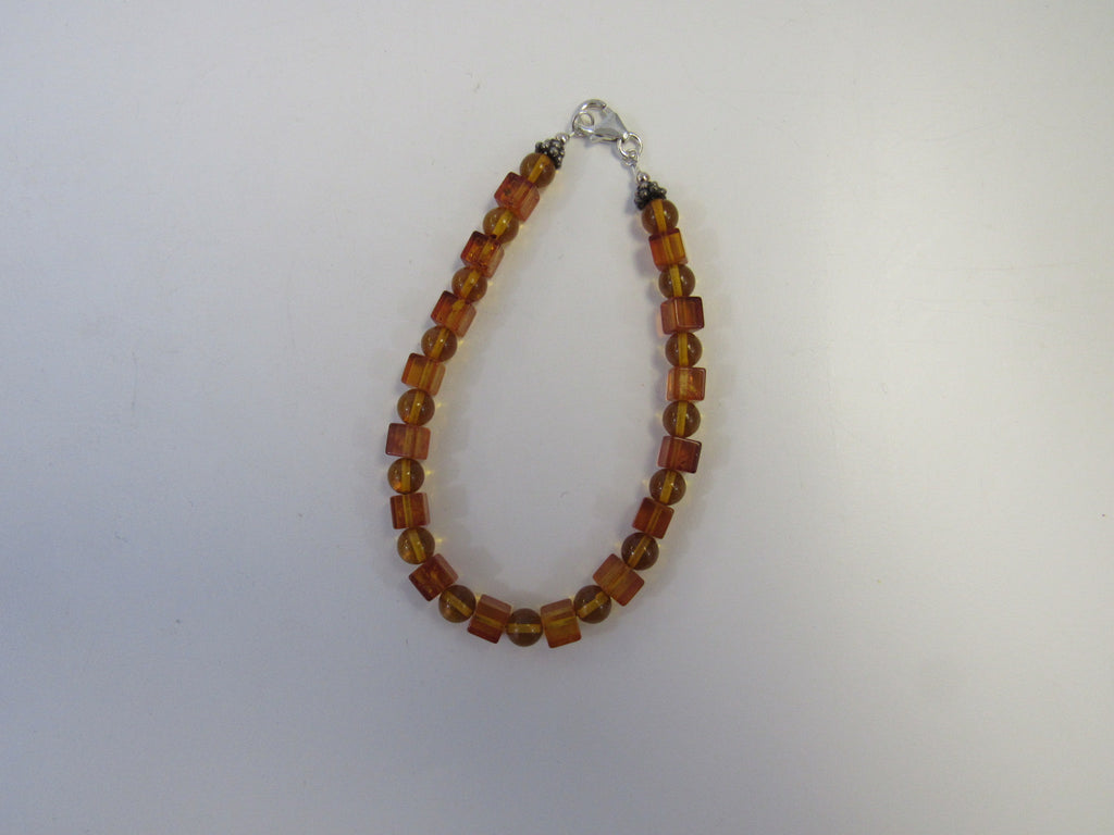 Baltic Amber Bracelet, 925 Sterling Silver Clasp and Bead Ends, 5 gm 5-6  mm, 7.5"  ALLUREGEM  S1708