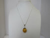Baltic Amber Pendant Necklace, 925 Sterling Silver, 20mm  18" ALLUREGEM  S1811