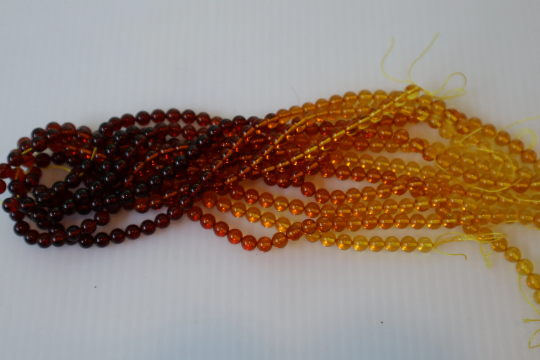 Baltic Amber Beads, 16" Strand 6mm Natural Round Ombre ALLUEGEM