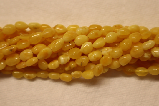 Baltic Amber Bead Strands, Natural Chubby Oval Butter-White, 9 - 12 grams 8 - 10 mm, 16" Alluregem E3068