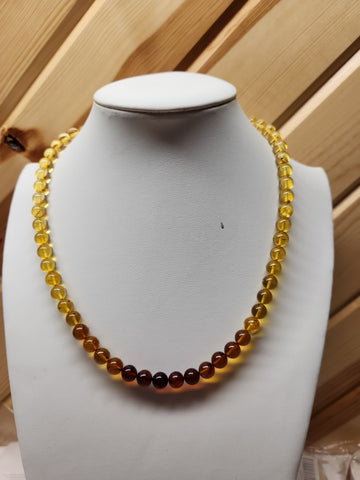Natural BALTIC AMBER Ombre Necklace, 8MM Round Amber Beads Necklace 20.5" Alluregem