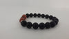 GENUINE BOTSWANA AGATE & SMOOTH ONYX MATTE BRACELET 32 gm 7.5 " ALLUREGEM S1680