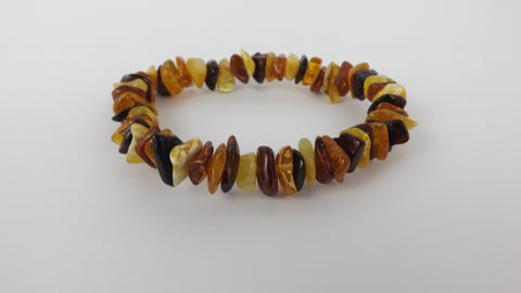 GENUINE BALTIC AMBER STRETCH BRACELET 19 gm POLISHED MULTI-COLORED  8 "  ALLUREGEM S1675