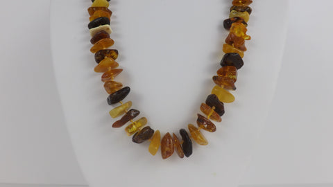 GENUINE BALTIC AMBER CHIPS NECKLACE, POLISHED ULTI-COLOR  31 gm  23.5 " ALLUREGEM S1322