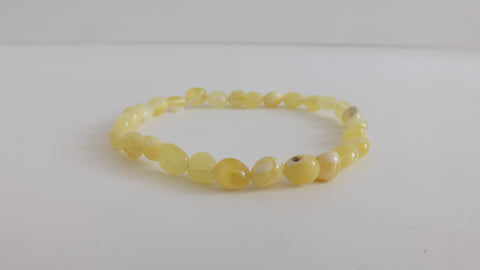 GENUINE BALTIC AMBER STRETCH BRACELET BUTTER-WHITE  4-5 gm 7.5 " ALLUREGEM S1513