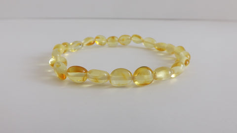 GENUINE BALTIC AMBER STRETCH BRACELET LEMON  5-6 gm 8.5 " ALLUREGEM S1502
