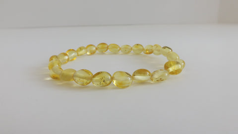 GENUINE BALTIC AMBER BRACELET 7  gm  LEMON  CHUBBY OVAL  8 " ALLUREGEM S1831