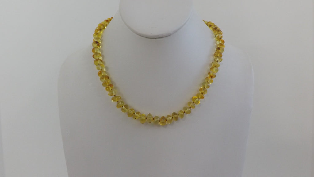 GENUINE BALTIC AMBER NECKLACE LEMON, POLISHED 16 gm 18"  ALLUREGEM S1466