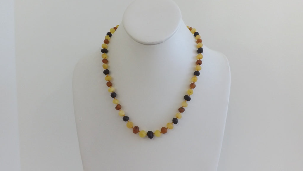 GENUINE BALTIC AMBER NECKLACE, MATTE , MULTI-COLOR  13  gm  18"  ALLUREGEM  S1109