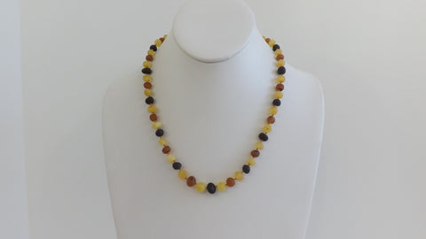 GENUINE BALTIC AMBER NECKLACE, MATTE , MULTI-COLOR  13  gm  18"  ALLUREGEM  S1109