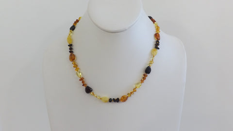 GENUINE BALTIC AMBER NECKLACE MULTICOLOR BEAD NECKLACE 9 gm  18" ALLUREGEM S1279