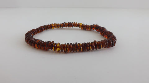 GENUINE BALTIC AMBER STRETCH BRACELET COGNAC 5-7 gm 9 "  ALLUREGEM  S1483