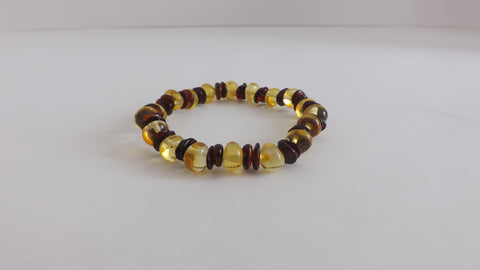 GENUINE BALTIC AMBER BEAD BRACELET, MULTI-COLOR,  5-9 mm 6.2 gm 6.5" ALLUREGEM S1745
