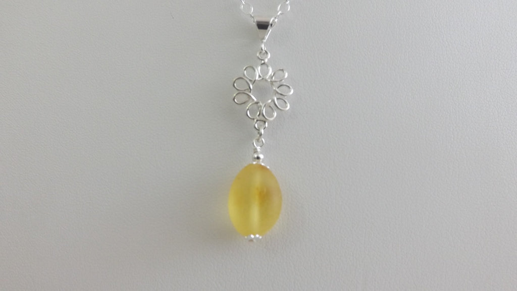 Natural Baltic Amber Pendant Necklace, 925 Sterling Silver, Unpolished Amber 20 " ALLUREGEM S1418