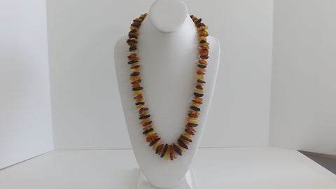 GENUINE BALTIC AMBER NECKLACE POLISHED MULTI-COLOR CHIPS 83  gm 27"  ALLUREGEM S1757