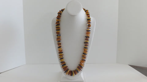 GENUINE BALTIC AMBER CHIPS NECKLACE POLISHED MULTI-COLOR 85 gm 30 " ALLUREGEM S1662