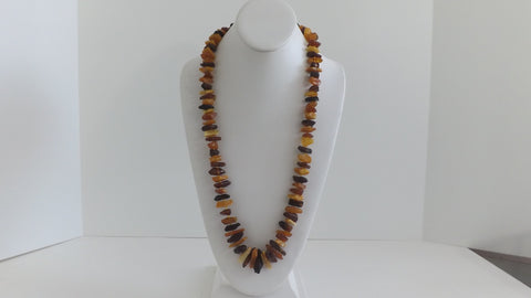 GENUINE BALTIC AMBER NECKLACE MULTI-COLORED POLISHED CHIPS  79  gm 29"  ALLUREGEM S1749