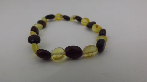 GENUINE BALTIC AMBER BRACELET X- SMALL 2.5 gm  MULTI-COLOR 6 " ALLUREGEM S1323