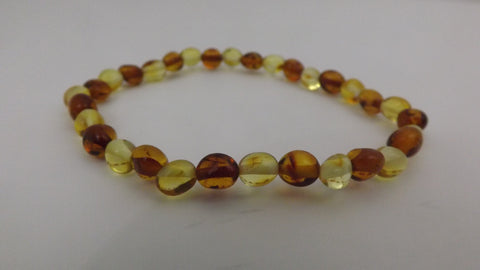 GENUINE BALTIC AMBER STRETCH BRACELET, OVAL 3.7 gm  7.5" ALLUREGEM S1017