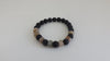 GENUINE BOTSWANA AGATE & FACETED ONYX MATTE BRACELET 30 gm 8 " ALLUREGEM S1312